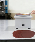 6 Inch Variable Speed Flat Disc Polishing Machine And Bench Grinder with sanding discs in use, highlighting durable iron construction.