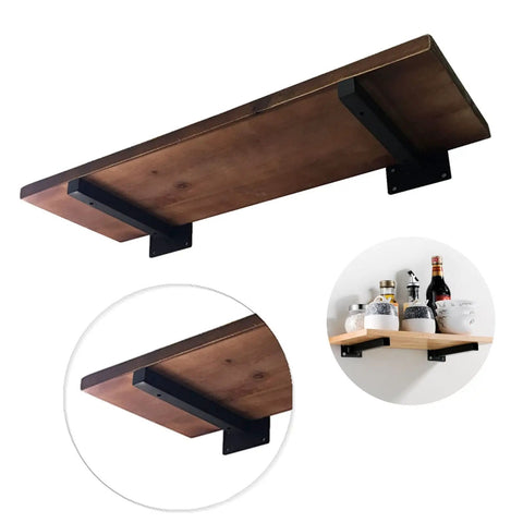Heavy Duty Floating Shelf Brackets 30 Cm Black 2 Pack Wall Mounted Iron Supports Built Different Steel Corner Braces for Wooden Shelves.