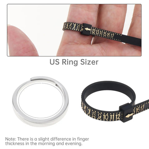 Ring Sizer Mandrel Measuring Tool Kit For Jewelry Making, adjustable finger size measuring strip and circular gauge for men and women