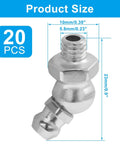 Close-up of 45 Degree M6 Grease Fitting Set 1mm Thread Zerk Nipple Nozzles with dimensions, 20 pieces, for machinery maintenance.