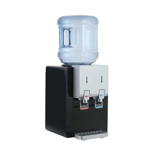 Desktop Water Cooler Dispenser With Hot And Cold Water Top Loading Child Safety Lock Modern Countertop Drinking Fountain