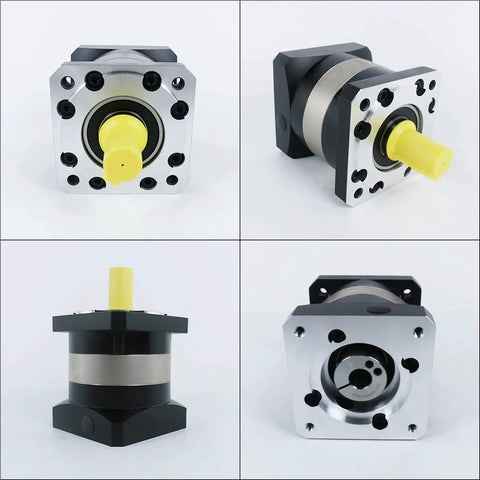 High Output Planetary Gearbox Speed Reducer 120Mm Frame with yellow output shaft and robust metal construction.