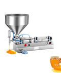 Top Notch Dead Simple Semi Automatic Paste Filling Machine With 30 Liter Hopper dispensing orange paste.