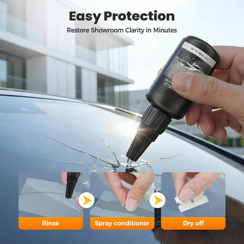 DIY Windshield Crack Repair Kit For All Crack Types With Repair Liquid Fix Chips And Small Cracks Before They Spread Glass Repair Kit demonstrated on cracked windshield