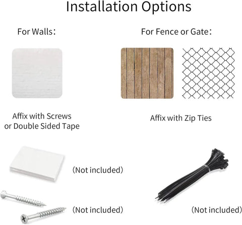 Installation options for Vintage Metal Tin Sign Ocean Rowing Themed Rad Wall Art, screws and zip ties not included