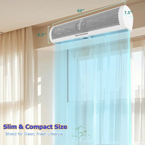 Sixty Inch High Velocity Air Curtain For Doors That Chases Pesky Flies With Straight Up Powerful 1530 Cfm Flow and no fuss wall mount setup.