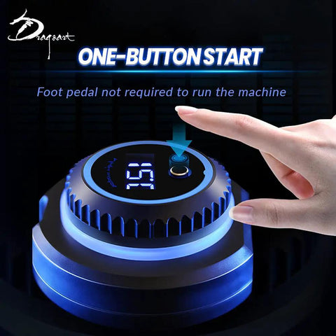 Close-up of LED display and rotating knob on Tattoo Power Supply Box 1.5 To 12V Dual Output with on-button start feature.