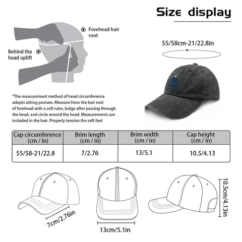 Cool Hats For Men Adjustable Caps With Ventilated Top Air Hole And Breathable Comfort Everyday Style, detailed size display chart