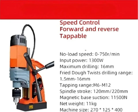 Beast Mode Heavy Duty Magnetic Drill Press for Metalwork and Construction with 1300W motor, 16mm drilling capacity, adjustable speed.