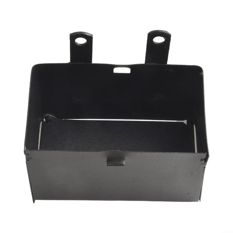 Heavy Duty Beefy Battery Storage Box For 50Cc 70Cc 110Cc 125Cc Atv Quad Dirt Bike Trail Riding Off Road Knockout Impact Protection Mount Case 4 8 X 2 76 Inches, top view of black metal housing.