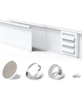 Universal 4 Inch Window Dryer Vent Kit With Air Vent Cover And Adjustable Panels, tape, hose clamp, and foam seal strip visible