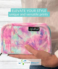 Diabetes Grab-And-Go Travel Case For Glucose Meter And Essentials, Portable Diabetic Organizer Bag, Glucometer Kit, Medical Supplies Pouch, Easy Everyday Diabetes Care, pink tie-dye zip pouch held in hand
