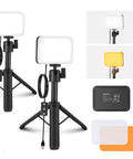 Two Pack LED Video Panel Light Kit With Desktop Tripod Stands And Filters For Webcam Desktop Computer And Laptop Zoom Calls