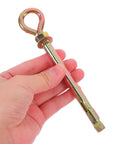 Hand holding one piece from 10 Pack Heavy Duty Carbon Steel Eye Bolts With Expansion Anchors For Outdoor Swings And Hammock Hanging Kit