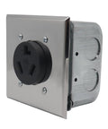 Nema 10-30R Receptacle 30 Amp Dryer Outlet surface mount with galvanized iron frame and marked terminals for heavy load gear.