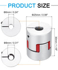 Aluminum Shaft Coupler 6mm To 8mm Flexible Spider Coupling 30mm Length 25mm Diameter Joint Shaft Connector For 3D Printers CNC Routers Milling Machines Great For Servo Motors And Encoders, size view