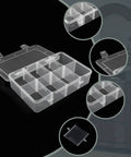 Eight Grid Plastic Storage Box With Detachable Dividers For Small Parts And Hardware Tools, clear durable hard case with removable baffles