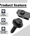 Heavy Duty M8-1.25 Body Bolts and Extruded U Nut Kit for Auto Body Repairs shown with installation features