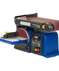 Heavy Duty 4-Inch By 36-Inch Belt And 6-Inch Disc Sander With Cast Iron Base, showcasing its direct drive and stable construction.