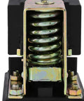 Close-up of air compressor pressure switch spring and housing, highlighting durability and precise PSI control features.