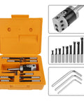 Two Boring Head Set With 50mm Boring Head Model F1 12 And Nine 12mm Boring Bars for CNC Milling Machines in orange case