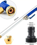 Beast Mode High Pressure Power Washer Wand With Dual Spray Tips Hydro Jet Nozzle Blue with measurements and components visible