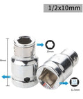 Must Have Hex Socket Adapter Kit forged from tough CR-V Steel Transforms Your 1/4 3/8 And 1/2 Inch Square Drive Ratchets Into Super Cool Screwdriver Bits For Any Drilling Or Driving Job Fast. 1/2x10mm CR-V socket adapter, 38mm