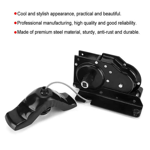Hella Sturdy Heavy Duty Spare Tire Hoist Carrier Winch Built From Premium Rust Proof Steel For Ford F450 F550 Work Trucks, close-up view of winch mechanism.