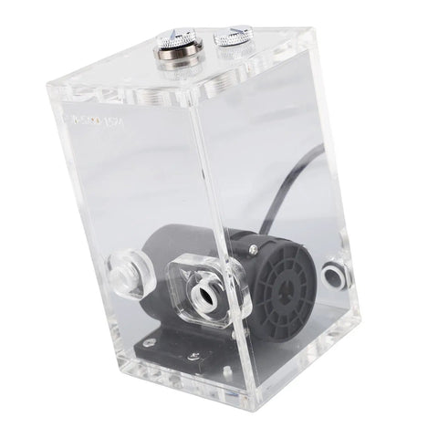 Jiawu 850Ml Computer Water Pump Reservoir Combo featuring transparent acrylic construction and integrated circulation pump.