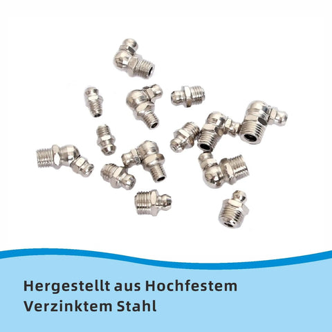 Nifty 84 Piece Metric Grease Fittings Kit With M6 M8 M10 Zerk Fittings, Straight 45 Degree And 90 Degree Nipples, Self Tapping