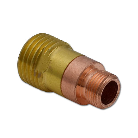 Stubby Pro Grade Gas Lens TIG Torch Consumables Kit For WP17 WP18 WP26 copper collet body showing threaded connector