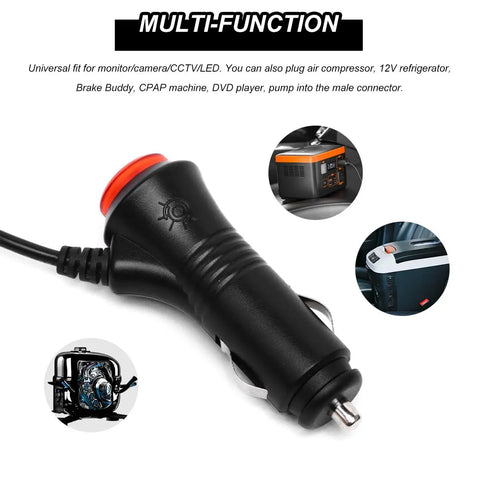 Ride Ready Cigarette Lighter To DC Power Adapter Cable With Easy Toggle Switch And Inline 3Amp Fuse for powering devices.