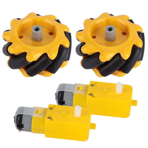 mecanum wheel kit for robot car featuring rubber-coated wheels and TT geared motors