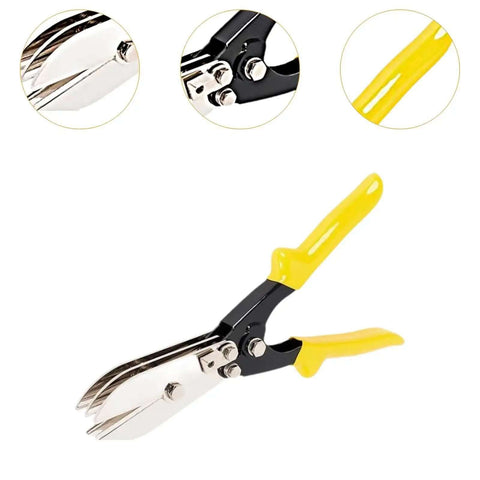 Heavy Duty Duct Crimping Tool for 24 to 28 gauge sheet metal, ergonomic yellow handles, rust-resistant bright electroplated carbon steel