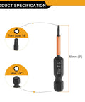 Built Tough T6 Torx Screwdriver Bits With One Quarter Inch Hex Shank And Two Inch Length Crafted From Heat Treated S2 Steel In A Five Piece Kit designed for precision.