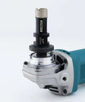 DKIBBITH vacuum-brazed diamond core drill bit, 3/4 in (20 mm), mounted on a blue angle grinder.