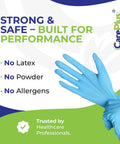Blue Nitrile Gloves Medium Size 1000 Count Durable Latex Free Powder Free Food Safe For Mechanic Work Healthcare Industrial