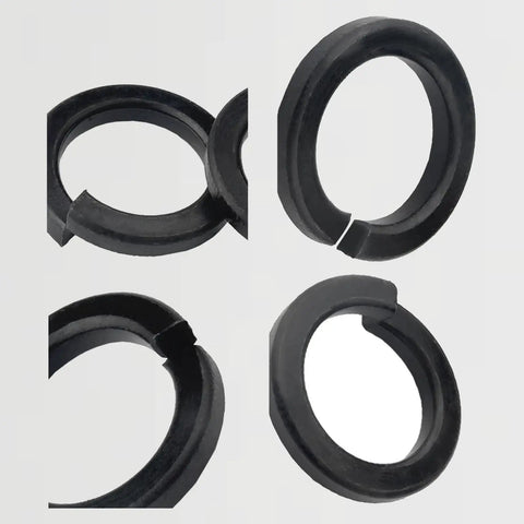 Black Slotted Stainless Steel Spring Lock Washers Anti Loosening Interlock Design Pro Grade Heavy Duty Metric Fasteners close-up view