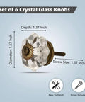 Six Piece Crystal Glass Cabinet Knob Set Handmade Clear Antique Knobs For Kitchen Cabinets Dressers Wardrobes Cupboards And Furniture