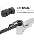 Heavy Duty Pneumatic Belt Sander 10mm Air Grinding Machine showing adjustable sanding arm for narrow spaces and recessed corners.