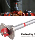 Pocket hole jig woodworking tool with red guides and metal shaft, 15mm positioning locator