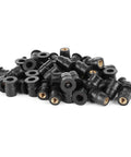 M5 Rubber Wellnuts Push Rivet Fasteners for Motorcycle Windscreen Fairing Clips, set of 50 pieces, black rubber with brass inserts.