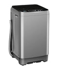 Super Compact Portable Washing Machine Grey Fully Automatic Top Load Washer featuring a sleek design and hose attachment.