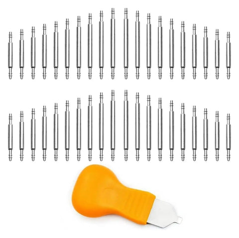 Ultimate 41 Piece Watch Repair Kit with gourd pry knife and replacement pins for band sizing and quick strap swaps.