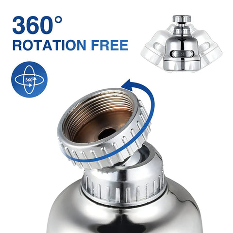 Close-up of 360 Degree Rotating Faucet Aerator Attachment with 3 Mode Spray Chrome Plated showcasing rotation capability.