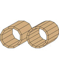 Illustration of wooden shapes with chamfered edges created using Chamfer Router Bit One Quarter Inch Shank One And One Quarter Inch Diameter Carbide Tipped With 45 Degree Bevel Anti Kickback Bearing Nonstick Orange Shield For Clean Edge Bevels And Chamfers Great For Edge Work Boxes And Decorative Projects