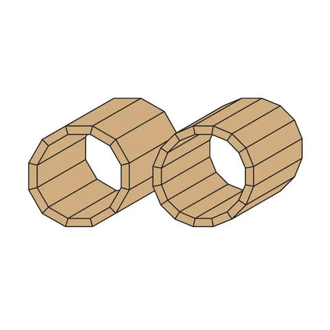 Illustration of two wooden multi-sided boxes designed using Half Inch Shank 45-Degree Chamfer Bit With Carbide Tips, Anti Kickback Bearing Design.