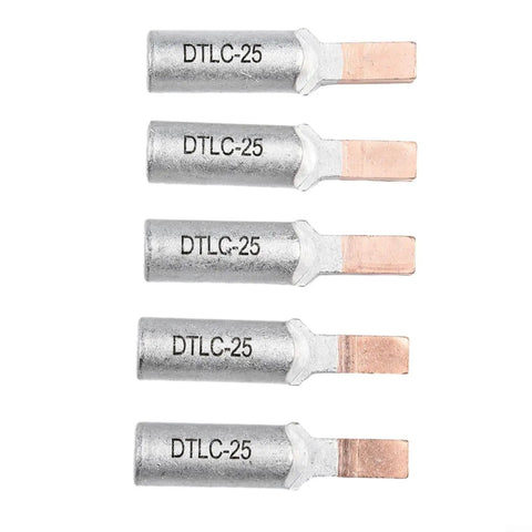 Heavy Duty Copper Aluminum Terminal Block 5 Pack Secure Screw Lock Wiring Connector For Electric Meter Boxes with DTLC-25 markings.