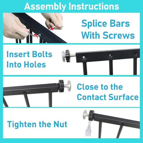 Assembly instructions for Black Window Safety Guards For Home, Extra Wide No Drill Tension Gate For Kids And Pets, 2 Piece Barrier