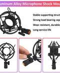 Rock Solid Aluminum Microphone Shock Mount For 53 To 58mm Condenser Mics Anti Vibration Suspension Holder Clip With Metal Screw Adapter